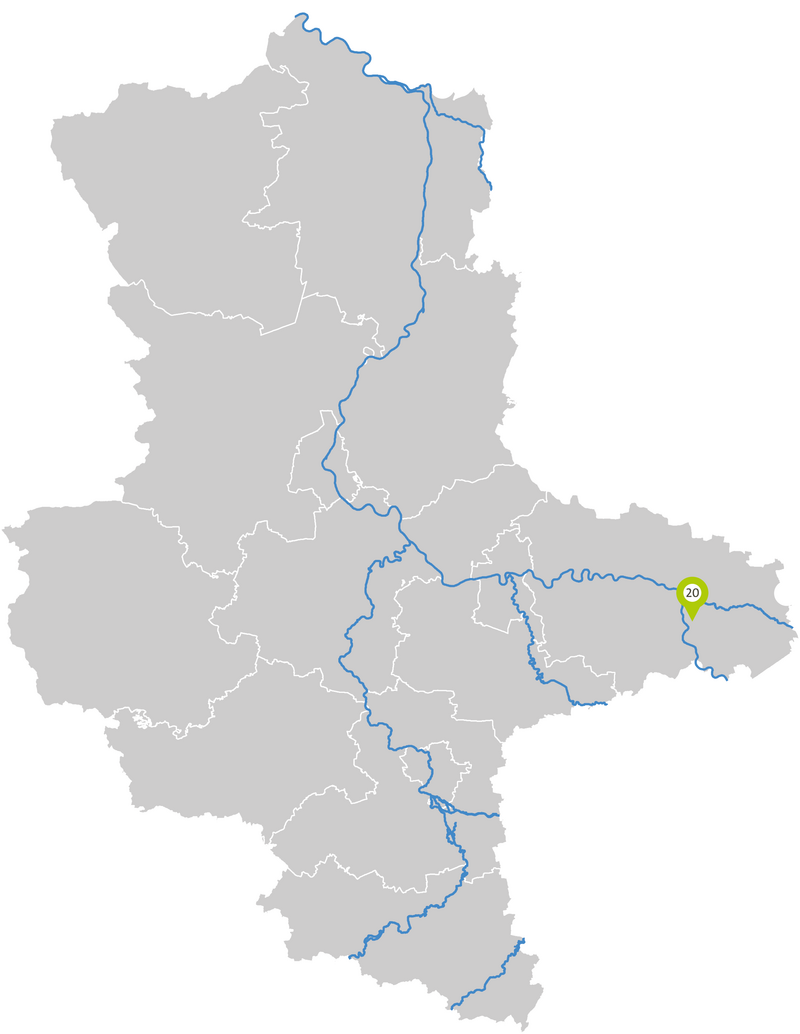 Lage der Maßnahme Flutpolder Axien-Mauken in Sachsen-Anhalt